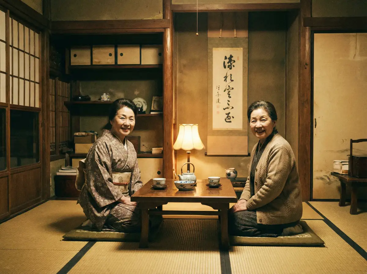 两位优雅的 零之使魔第二季 在日式茶室中品茶交谈